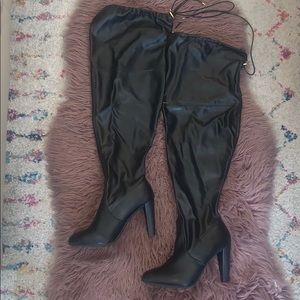 Faux Leather Over the Knee Boots